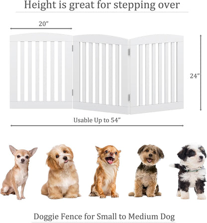 PAWLAND Wooden Freestanding Foldable Pet Gate for Dog,24" H Dog Gate Indoor