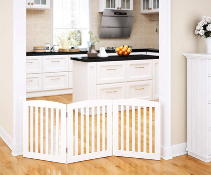 PAWLAND Wooden Freestanding Foldable Pet Gate for Dog,24" H Dog Gate Indoor