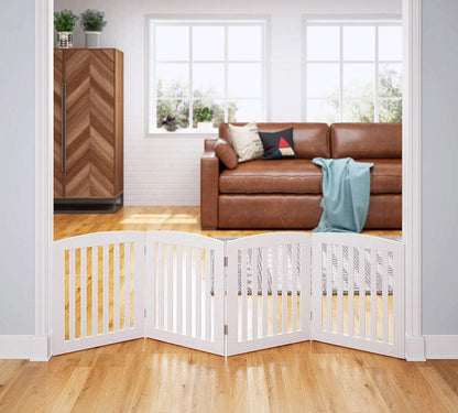 PAWLAND Wooden Freestanding Foldable Pet Gate for Dog,24" H Dog Gate Indoor