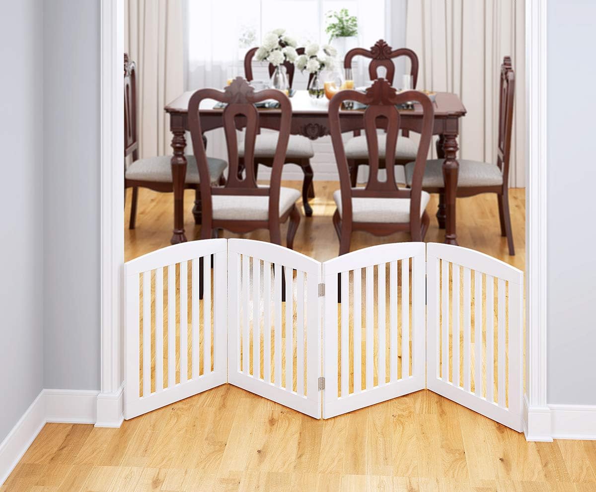 PAWLAND Wooden Freestanding Foldable Pet Gate for Dog,24" H Dog Gate Indoor
