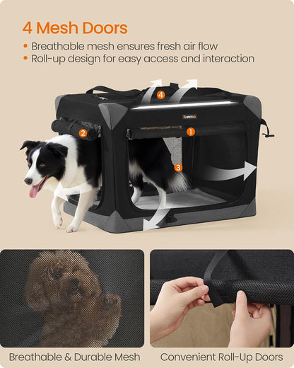 Feandrea Collapsible Dog Crate, Portable Pet Travel Crate, 30 Inches