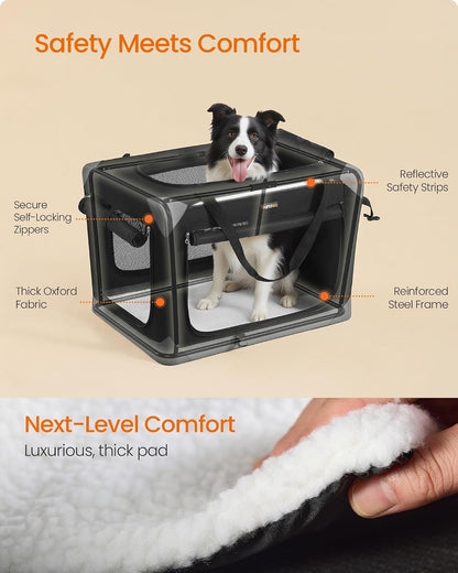 Feandrea Collapsible Dog Crate, Portable Pet Travel Crate, 30 Inches