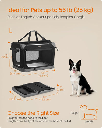 Feandrea Collapsible Dog Crate, Portable Pet Travel Crate, 30 Inches