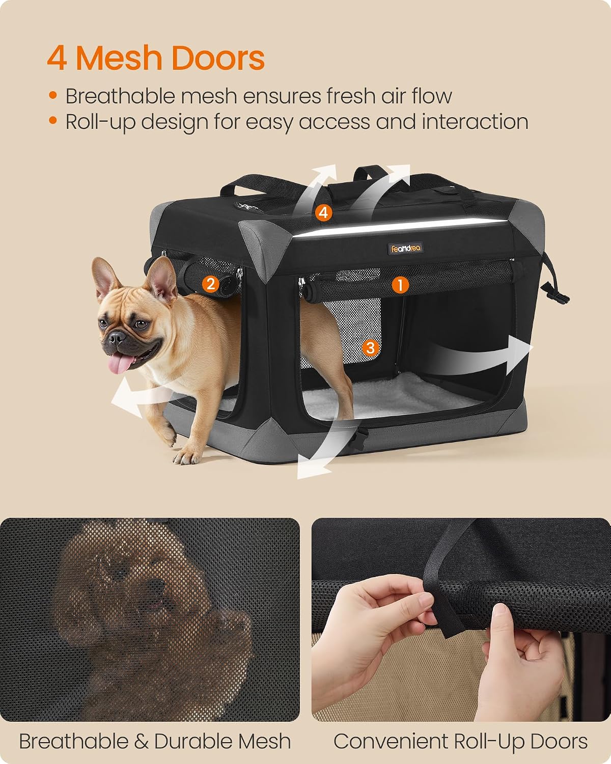 Feandrea Collapsible Dog Crate, Portable Pet Travel Crate, 30 Inches