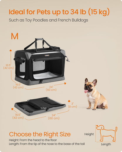 Feandrea Collapsible Dog Crate, Portable Pet Travel Crate, 30 Inches