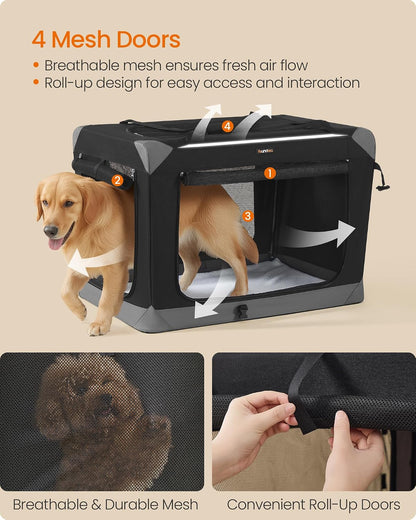 Feandrea Collapsible Dog Crate, Portable Pet Travel Crate, 30 Inches