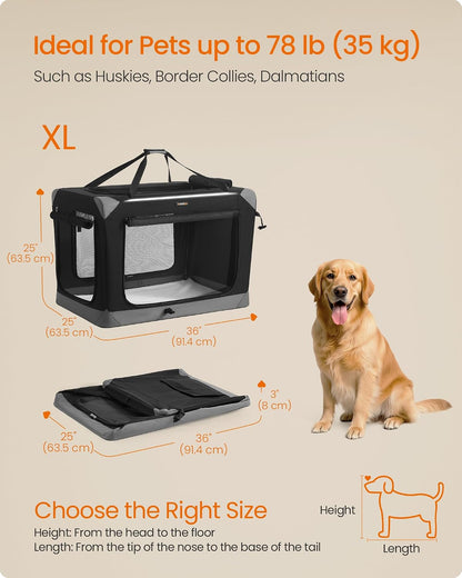Feandrea Collapsible Dog Crate, Portable Pet Travel Crate, 30 Inches