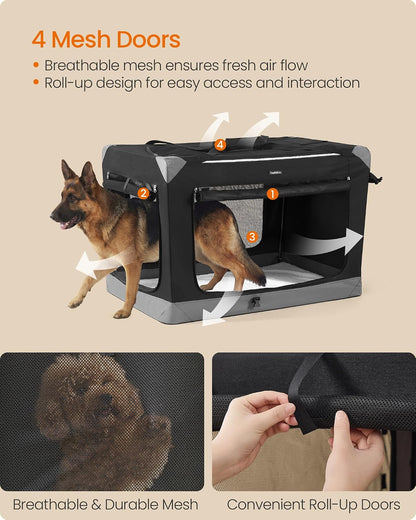 Feandrea Collapsible Dog Crate, Portable Pet Travel Crate, 30 Inches