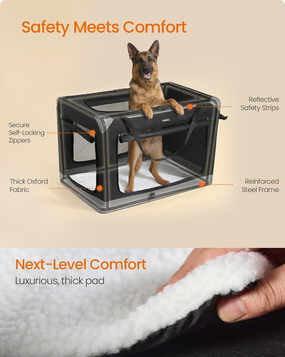 Feandrea Collapsible Dog Crate, Portable Pet Travel Crate, 30 Inches