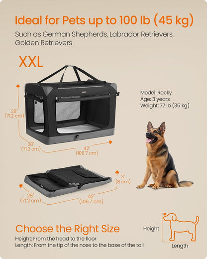 Feandrea Collapsible Dog Crate, Portable Pet Travel Crate, 30 Inches