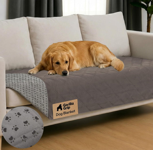 ® Waterproof Dog Blanket, Couch Cover for Dogs, 50x40 Gray Paw | Silicone Grip Backing, Washable, Leakproof, Protects Sofa, Sectional, Bed, Crate, Car and RV, Senior Pet Essential