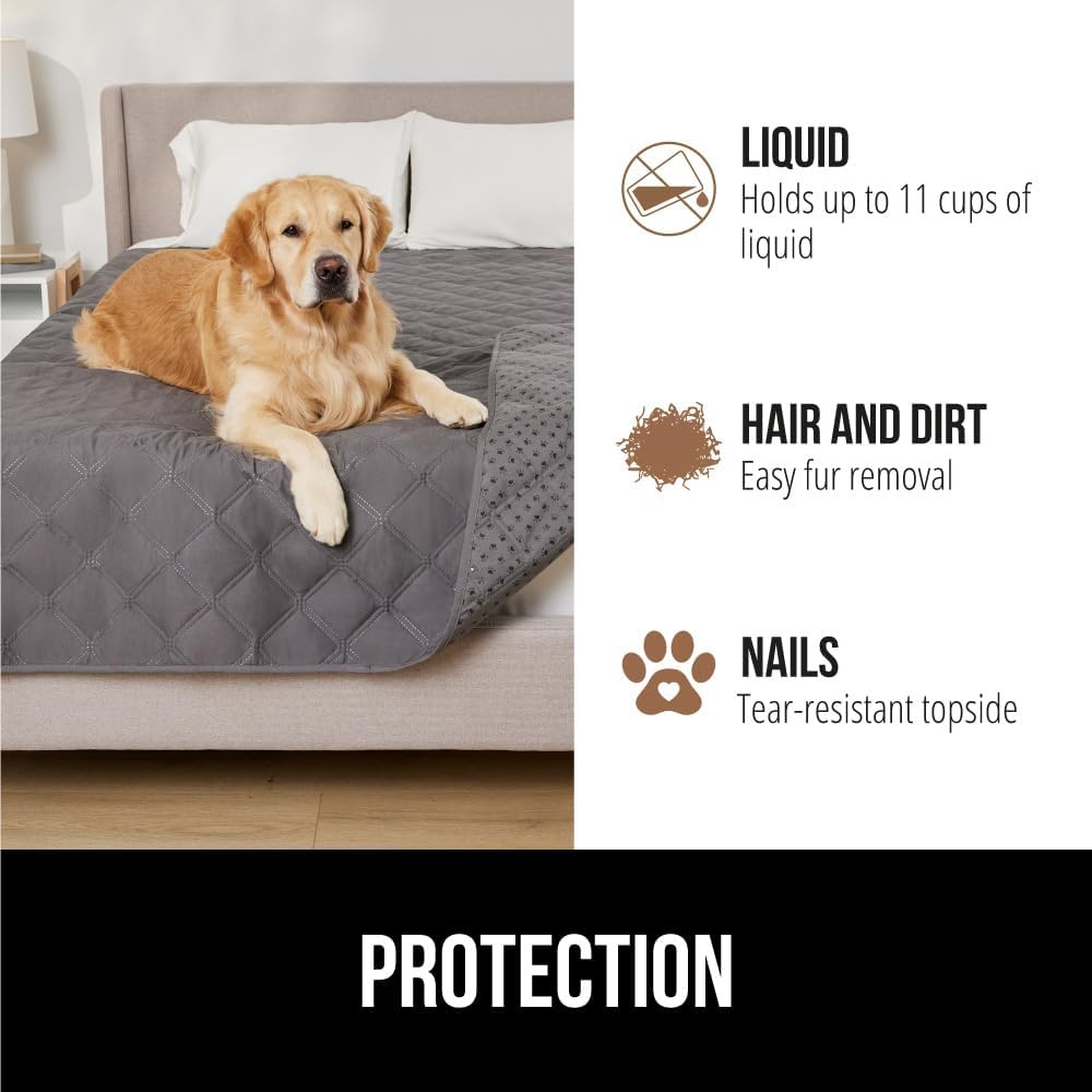 ® Waterproof Dog Blanket, Couch Cover for Dogs, 50x40 Gray Paw | Silicone Grip Backing, Washable, Leakproof, Protects Sofa, Sectional, Bed, Crate, Car and RV, Senior Pet Essential