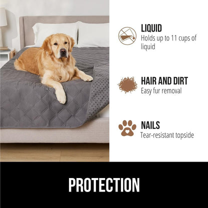 ® Waterproof Dog Blanket, Couch Cover for Dogs, 50x40 Gray Paw | Silicone Grip Backing, Washable, Leakproof, Protects Sofa, Sectional, Bed, Crate, Car and RV, Senior Pet Essential