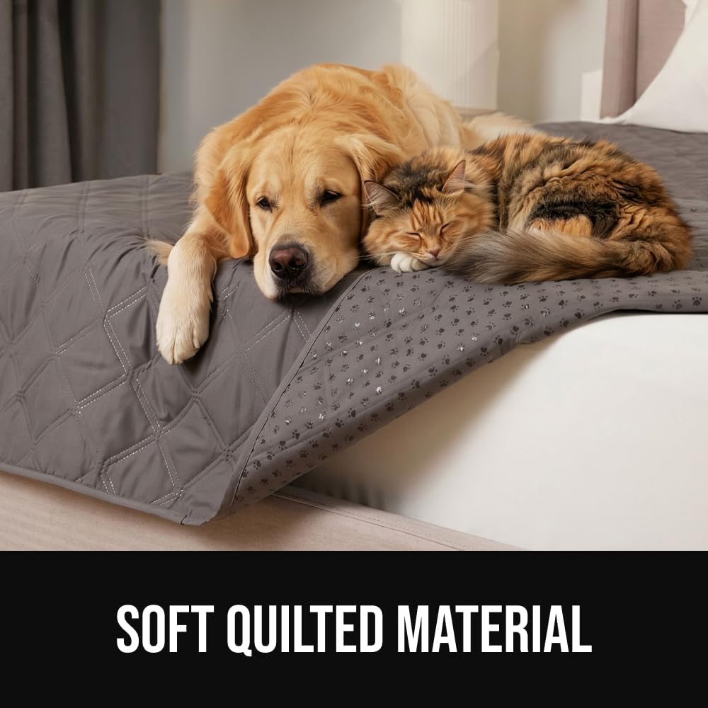 ® Waterproof Dog Blanket, Couch Cover for Dogs, 50x40 Gray Paw | Silicone Grip Backing, Washable, Leakproof, Protects Sofa, Sectional, Bed, Crate, Car and RV, Senior Pet Essential