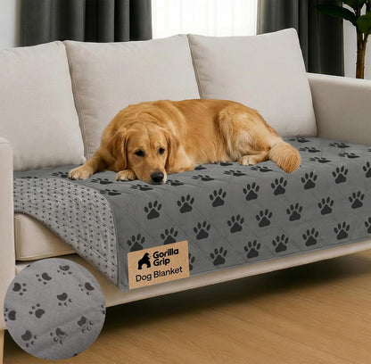 ® Waterproof Dog Blanket, Couch Cover for Dogs, 50x40 Gray Paw | Silicone Grip Backing, Washable, Leakproof, Protects Sofa, Sectional, Bed, Crate, Car and RV, Senior Pet Essential