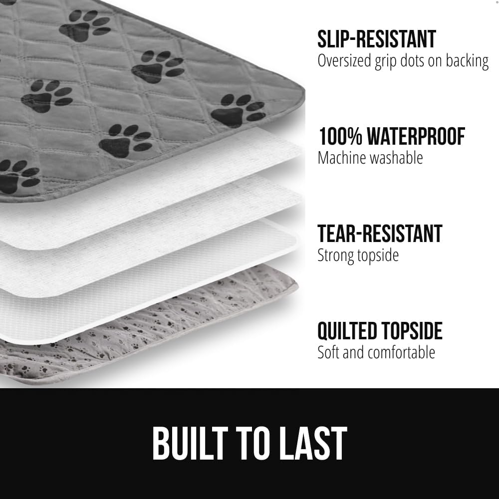 ® Waterproof Dog Blanket, Couch Cover for Dogs, 50x40 Gray Paw | Silicone Grip Backing, Washable, Leakproof, Protects Sofa, Sectional, Bed, Crate, Car and RV, Senior Pet Essential
