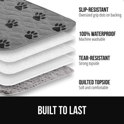 ® Waterproof Dog Blanket, Couch Cover for Dogs, 50x40 Gray Paw | Silicone Grip Backing, Washable, Leakproof, Protects Sofa, Sectional, Bed, Crate, Car and RV, Senior Pet Essential