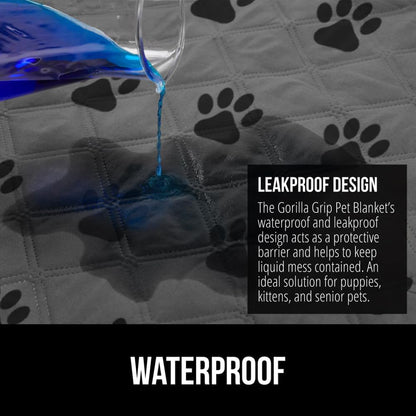 ® Waterproof Dog Blanket, Couch Cover for Dogs, 50x40 Gray Paw | Silicone Grip Backing, Washable, Leakproof, Protects Sofa, Sectional, Bed, Crate, Car and RV, Senior Pet Essential