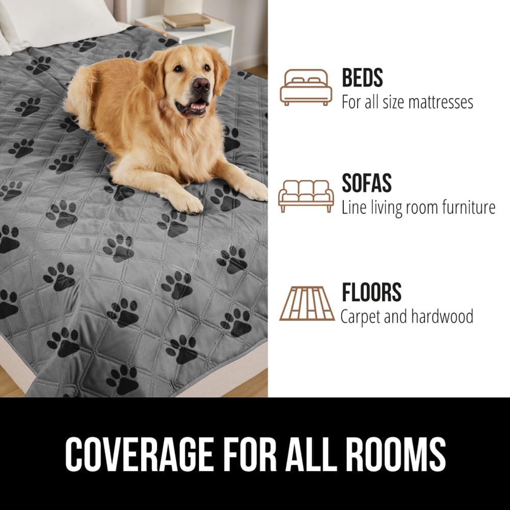 ® Waterproof Dog Blanket, Couch Cover for Dogs, 50x40 Gray Paw | Silicone Grip Backing, Washable, Leakproof, Protects Sofa, Sectional, Bed, Crate, Car and RV, Senior Pet Essential