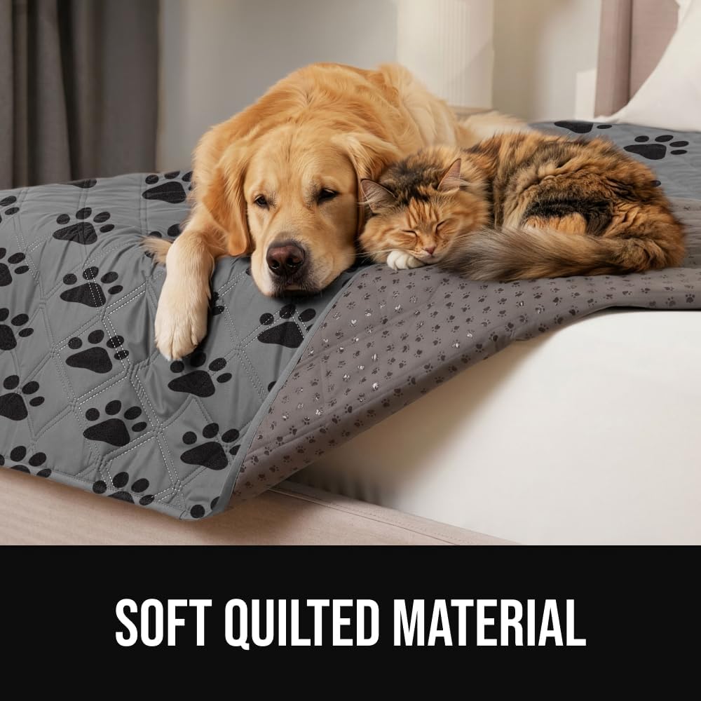 ® Waterproof Dog Blanket, Couch Cover for Dogs, 50x40 Gray Paw | Silicone Grip Backing, Washable, Leakproof, Protects Sofa, Sectional, Bed, Crate, Car and RV, Senior Pet Essential