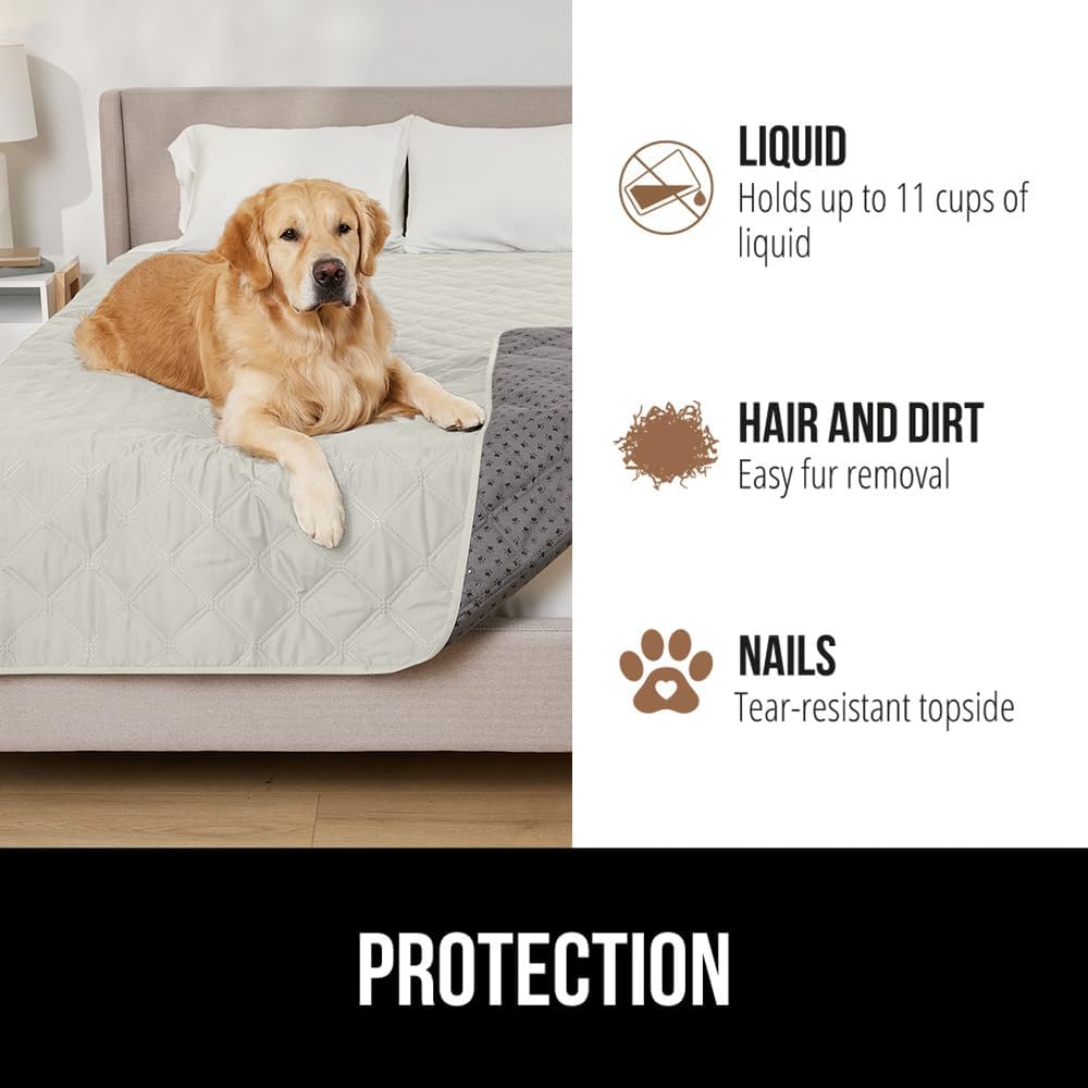 ® Waterproof Dog Blanket, Couch Cover for Dogs, 50x40 Gray Paw | Silicone Grip Backing, Washable, Leakproof, Protects Sofa, Sectional, Bed, Crate, Car and RV, Senior Pet Essential