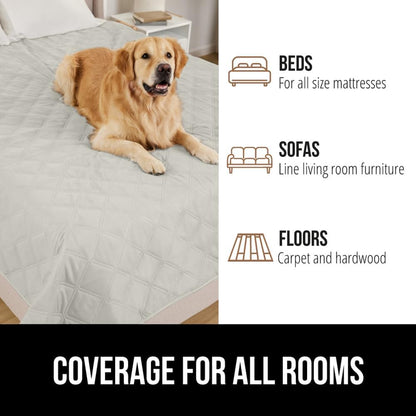® Waterproof Dog Blanket, Couch Cover for Dogs, 50x40 Gray Paw | Silicone Grip Backing, Washable, Leakproof, Protects Sofa, Sectional, Bed, Crate, Car and RV, Senior Pet Essential