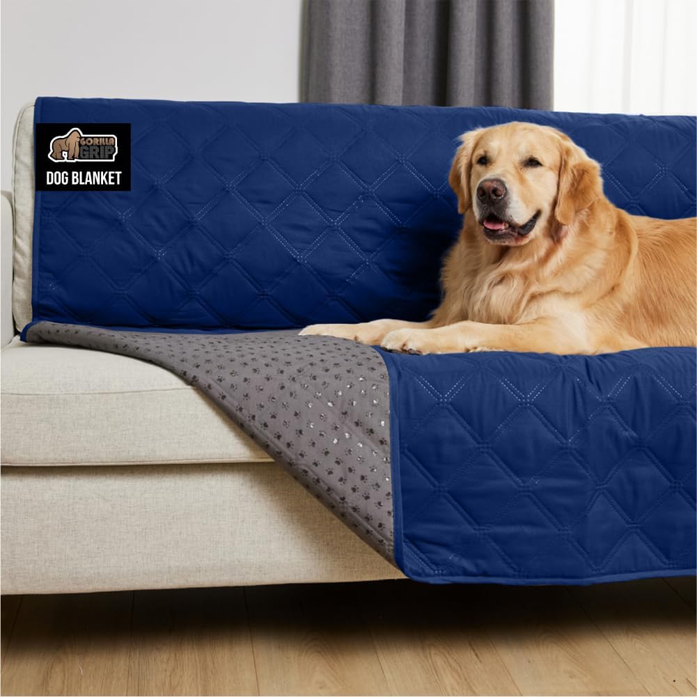 ® Waterproof Dog Blanket, Couch Cover for Dogs, 50x40 Gray Paw | Silicone Grip Backing, Washable, Leakproof, Protects Sofa, Sectional, Bed, Crate, Car and RV, Senior Pet Essential