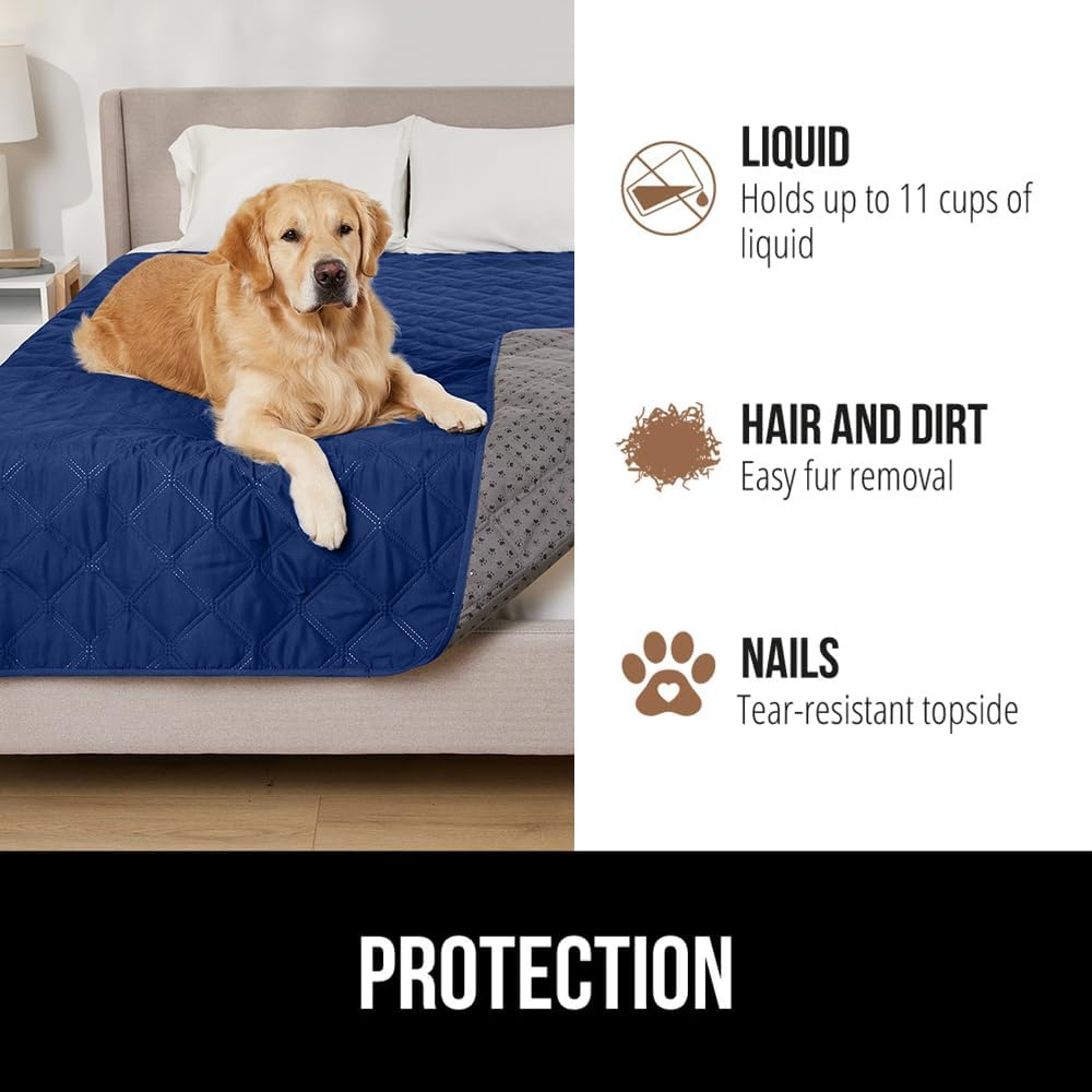 ® Waterproof Dog Blanket, Couch Cover for Dogs, 50x40 Gray Paw | Silicone Grip Backing, Washable, Leakproof, Protects Sofa, Sectional, Bed, Crate, Car and RV, Senior Pet Essential