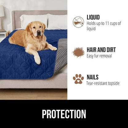 ® Waterproof Dog Blanket, Couch Cover for Dogs, 50x40 Gray Paw | Silicone Grip Backing, Washable, Leakproof, Protects Sofa, Sectional, Bed, Crate, Car and RV, Senior Pet Essential