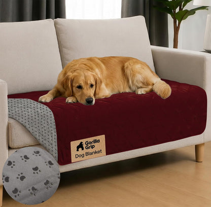 ® Waterproof Dog Blanket, Couch Cover for Dogs, 50x40 Gray Paw | Silicone Grip Backing, Washable, Leakproof, Protects Sofa, Sectional, Bed, Crate, Car and RV, Senior Pet Essential