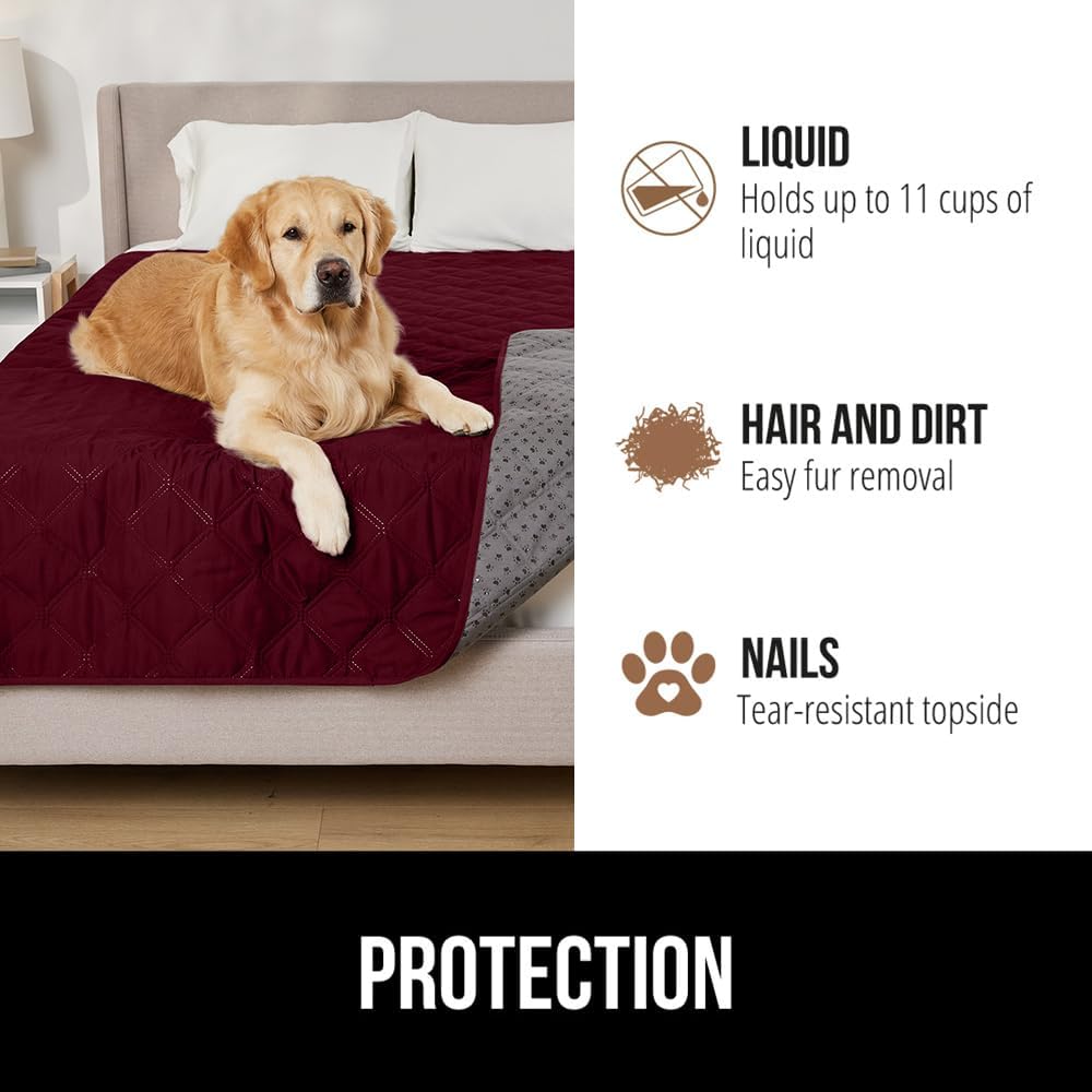 ® Waterproof Dog Blanket, Couch Cover for Dogs, 50x40 Gray Paw | Silicone Grip Backing, Washable, Leakproof, Protects Sofa, Sectional, Bed, Crate, Car and RV, Senior Pet Essential