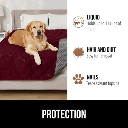 ® Waterproof Dog Blanket, Couch Cover for Dogs, 50x40 Gray Paw | Silicone Grip Backing, Washable, Leakproof, Protects Sofa, Sectional, Bed, Crate, Car and RV, Senior Pet Essential