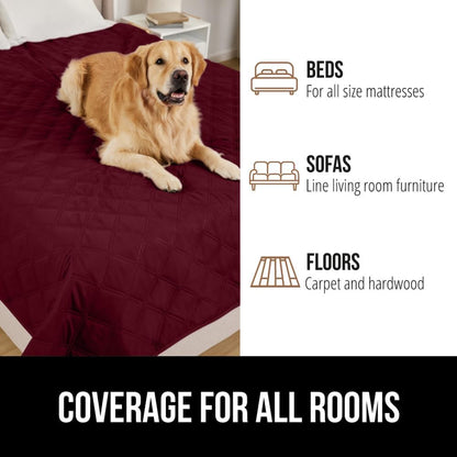 ® Waterproof Dog Blanket, Couch Cover for Dogs, 50x40 Gray Paw | Silicone Grip Backing, Washable, Leakproof, Protects Sofa, Sectional, Bed, Crate, Car and RV, Senior Pet Essential
