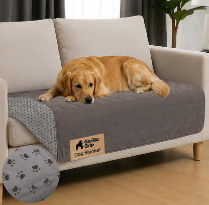 ® Waterproof Dog Blanket, Couch Cover for Dogs, 50x40 Gray Paw | Silicone Grip Backing, Washable, Leakproof, Protects Sofa, Sectional, Bed, Crate, Car and RV, Senior Pet Essential