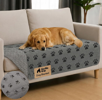 ® Waterproof Dog Blanket, Couch Cover for Dogs, 50x40 Gray Paw | Silicone Grip Backing, Washable, Leakproof, Protects Sofa, Sectional, Bed, Crate, Car and RV, Senior Pet Essential