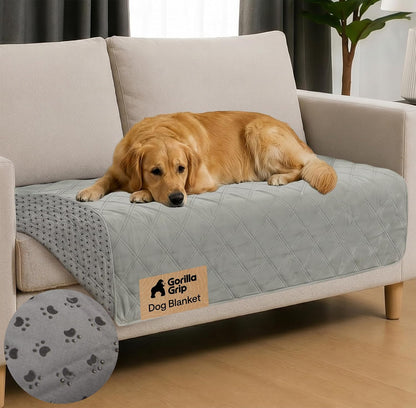 ® Waterproof Dog Blanket, Couch Cover for Dogs, 50x40 Gray Paw | Silicone Grip Backing, Washable, Leakproof, Protects Sofa, Sectional, Bed, Crate, Car and RV, Senior Pet Essential