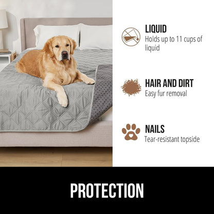 ® Waterproof Dog Blanket, Couch Cover for Dogs, 50x40 Gray Paw | Silicone Grip Backing, Washable, Leakproof, Protects Sofa, Sectional, Bed, Crate, Car and RV, Senior Pet Essential