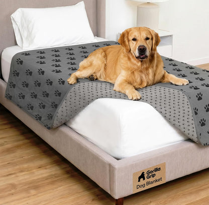 ® Waterproof Dog Blanket, Couch Cover for Dogs, 50x40 Gray Paw | Silicone Grip Backing, Washable, Leakproof, Protects Sofa, Sectional, Bed, Crate, Car and RV, Senior Pet Essential