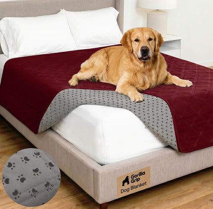 ® Waterproof Dog Blanket, Couch Cover for Dogs, 50x40 Gray Paw | Silicone Grip Backing, Washable, Leakproof, Protects Sofa, Sectional, Bed, Crate, Car and RV, Senior Pet Essential