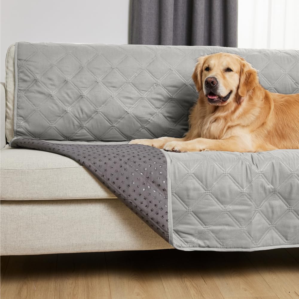 ® Waterproof Dog Blanket, Couch Cover for Dogs, 50x40 Gray Paw | Silicone Grip Backing, Washable, Leakproof, Protects Sofa, Sectional, Bed, Crate, Car and RV, Senior Pet Essential