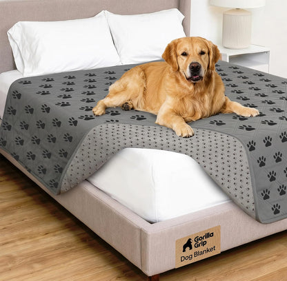 ® Waterproof Dog Blanket, Couch Cover for Dogs, 50x40 Gray Paw | Silicone Grip Backing, Washable, Leakproof, Protects Sofa, Sectional, Bed, Crate, Car and RV, Senior Pet Essential