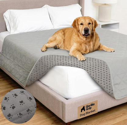 ® Waterproof Dog Blanket, Couch Cover for Dogs, 50x40 Gray Paw | Silicone Grip Backing, Washable, Leakproof, Protects Sofa, Sectional, Bed, Crate, Car and RV, Senior Pet Essential