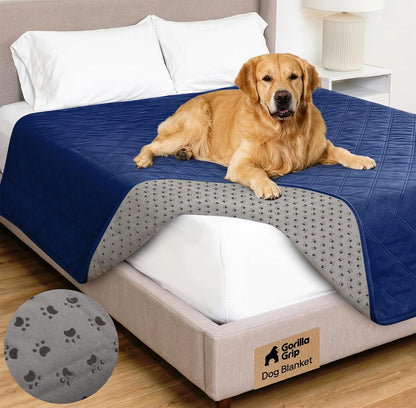 ® Waterproof Dog Blanket, Couch Cover for Dogs, 50x40 Gray Paw | Silicone Grip Backing, Washable, Leakproof, Protects Sofa, Sectional, Bed, Crate, Car and RV, Senior Pet Essential
