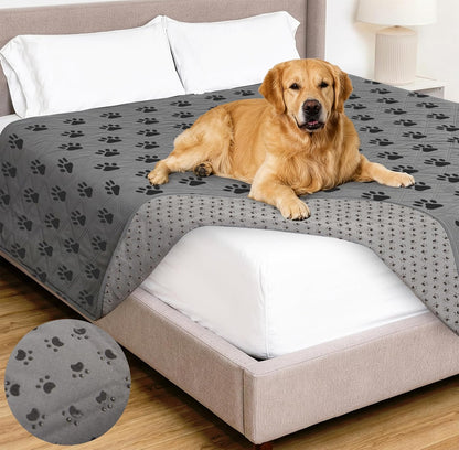 ® Waterproof Dog Blanket, Couch Cover for Dogs, 50x40 Gray Paw | Silicone Grip Backing, Washable, Leakproof, Protects Sofa, Sectional, Bed, Crate, Car and RV, Senior Pet Essential