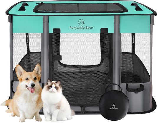 Dog Playpen,Foldable Pet Puppy Cat Playpen,M(31"x23"x21")