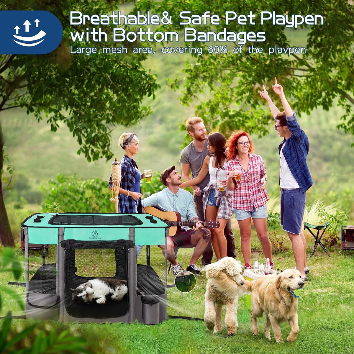 Dog Playpen,Foldable Pet Puppy Cat Playpen,M(31"x23"x21")