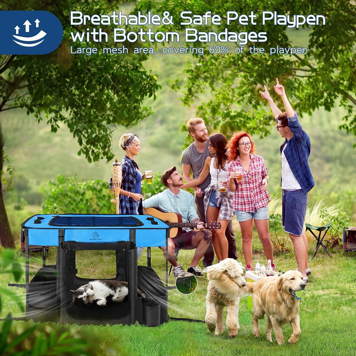 Dog Playpen,Foldable Pet Puppy Cat Playpen,M(31"x23"x21")