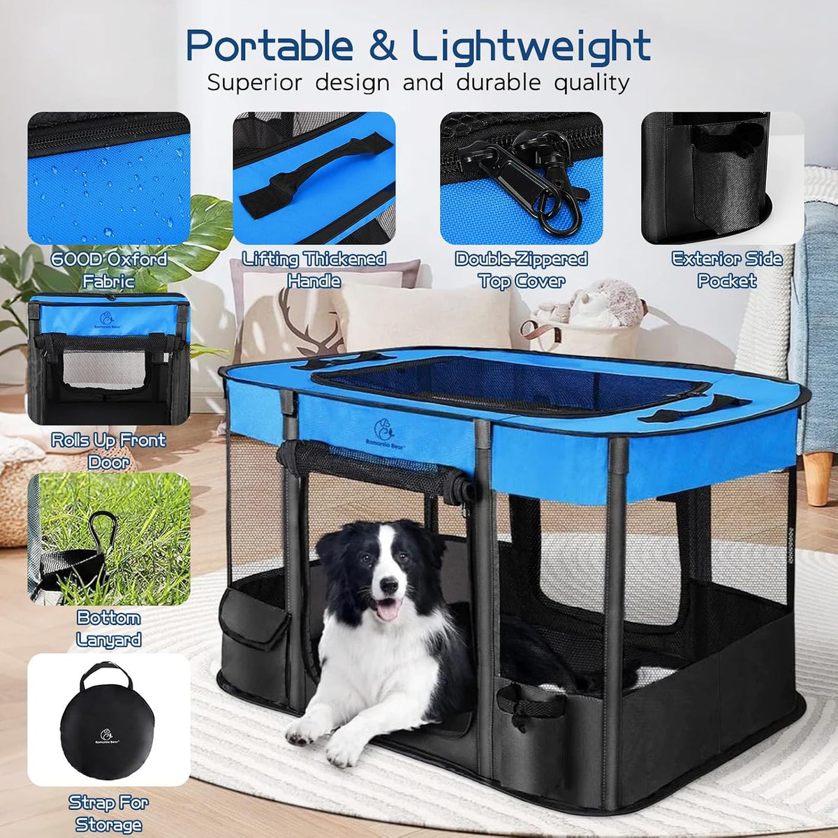 Dog Playpen,Foldable Pet Puppy Cat Playpen,M(31"x23"x21")
