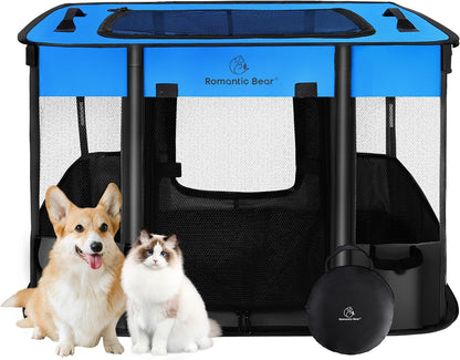 Dog Playpen,Foldable Pet Puppy Cat Playpen,M(31"x23"x21")