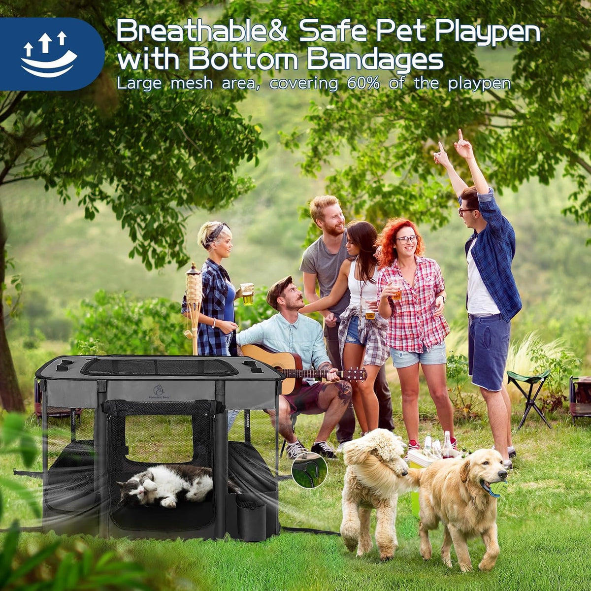 Dog Playpen,Foldable Pet Puppy Cat Playpen,M(31"x23"x21")